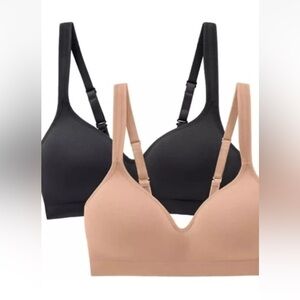 Carole Hochman seamless comfort bra 2 pack black cream M